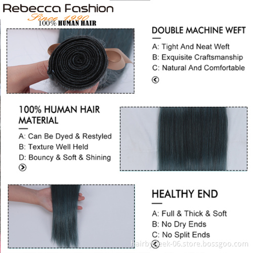 Rebecca Fashion new colorful straight weave 8 to 28inches virgin straight hair bundles with closure wholesale 100 human hair